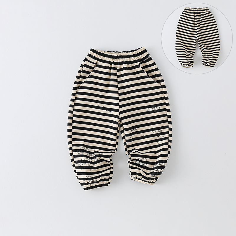 SCBEBE儿童条格卫裤新款男童K涂鸦条纹休闲裤AK839