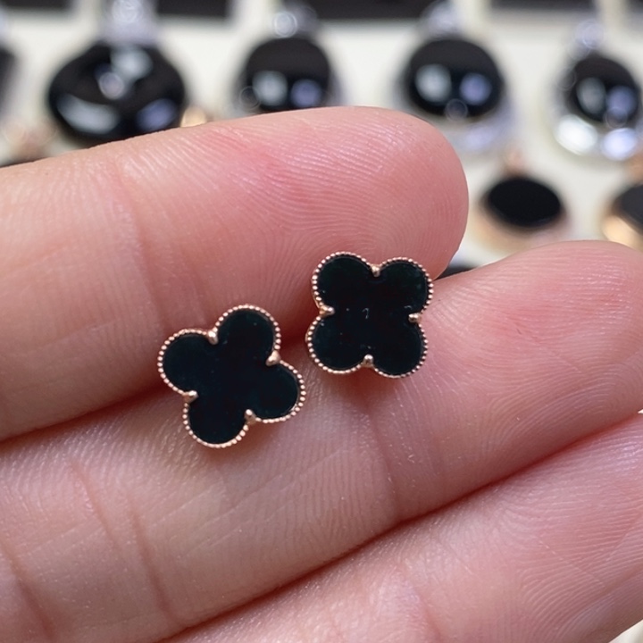 翡翠耳饰18K金镶嵌缅甸天然翡翠墨翠