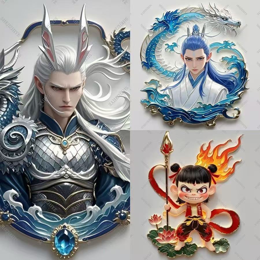 哪吒2魔童闹海周边哪吒敖丙敖光亚克力磁性冰箱贴动漫收藏纪念