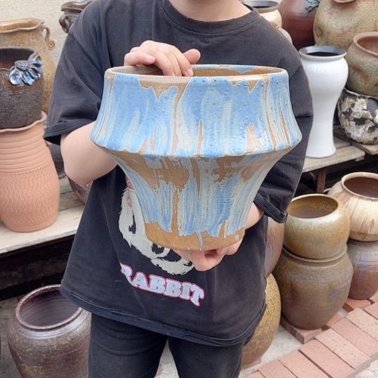 紫砂花盆高度23口径21