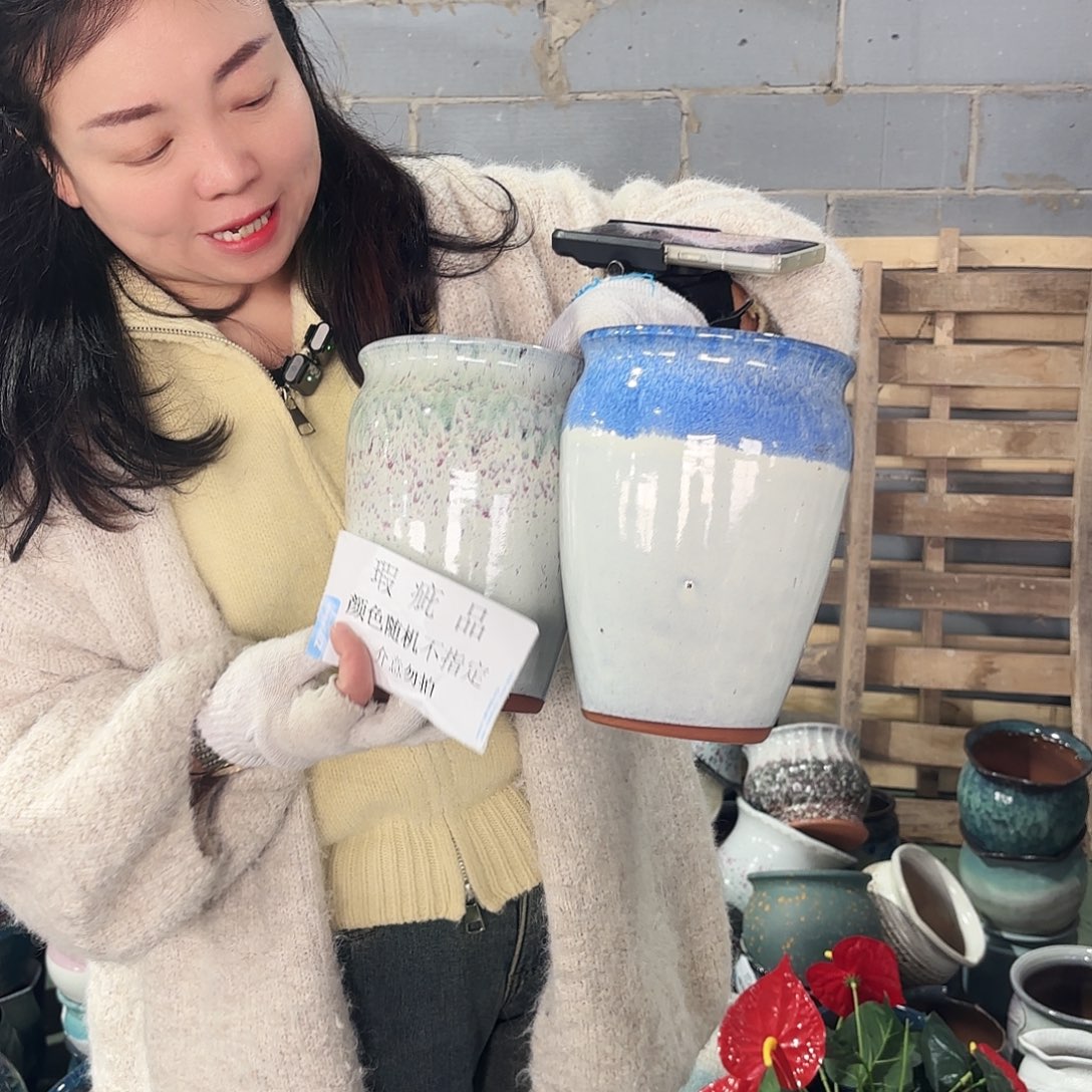 瑕疵两个高21/15红陶