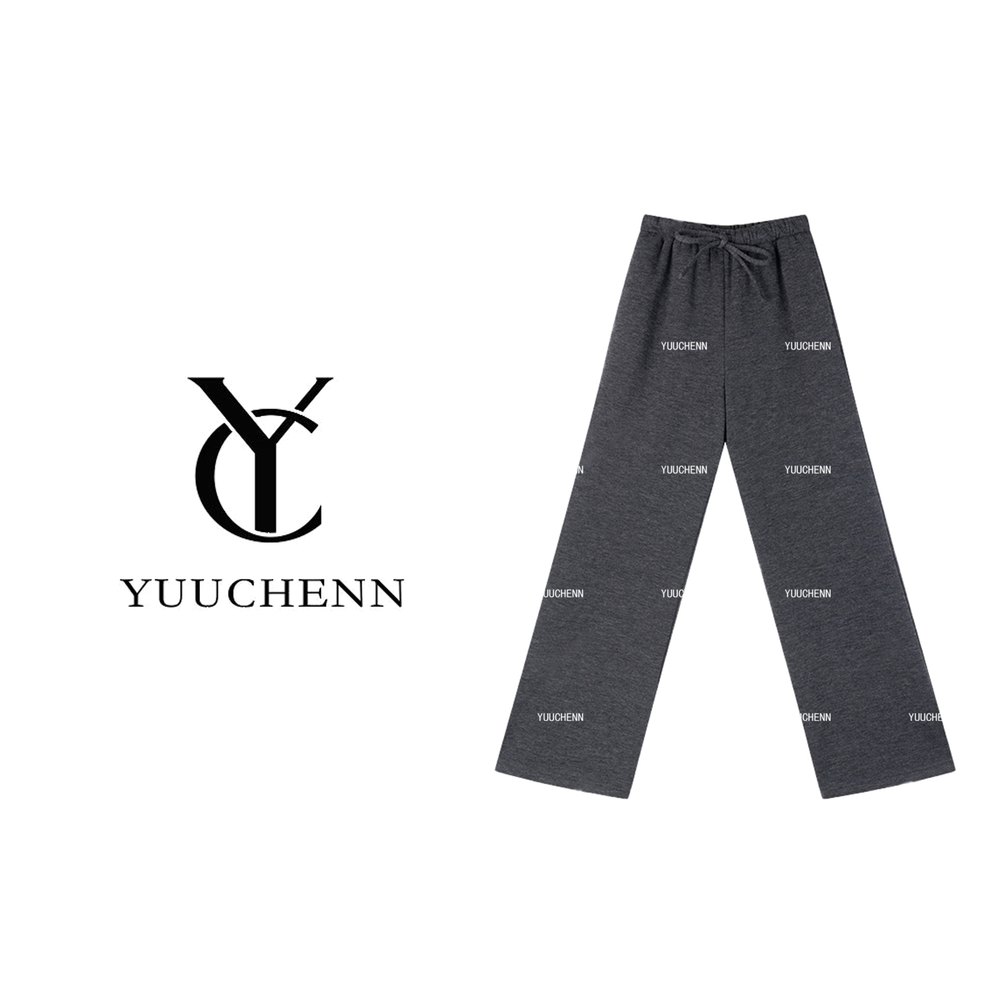 YUUCHENN“松露闪电”绵羊毛抽绳休闲裤女秋冬直筒裤子CC1D2718
