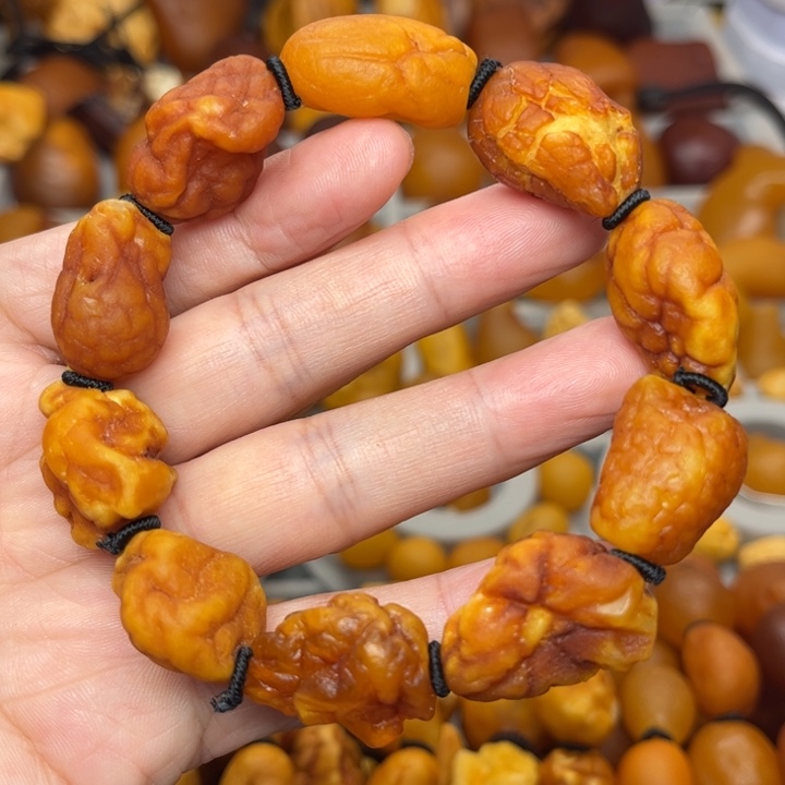 琥珀未镶嵌裸石天然蜜蜡手串