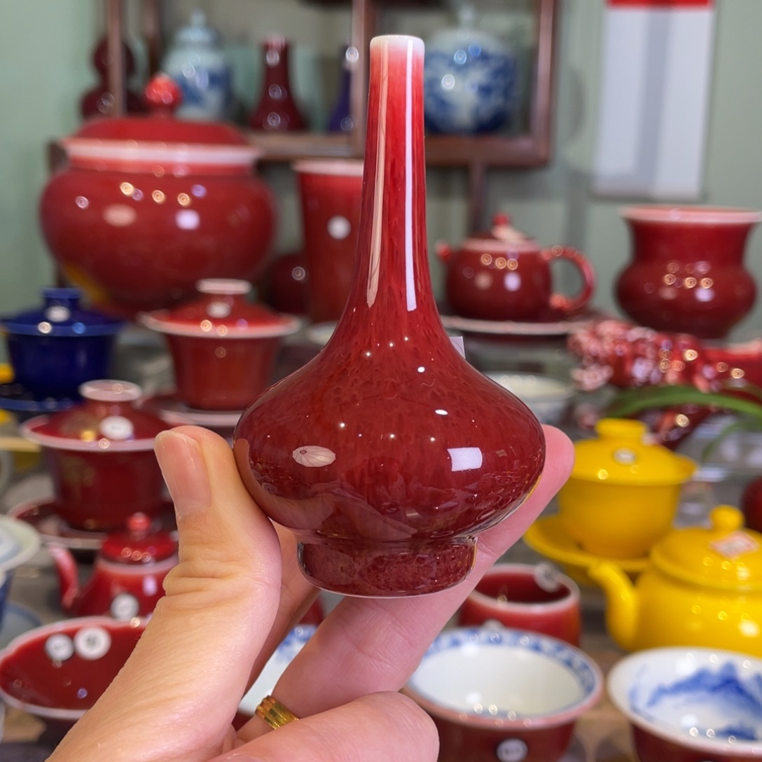 清欢雅玩原矿郎红福利小花瓶