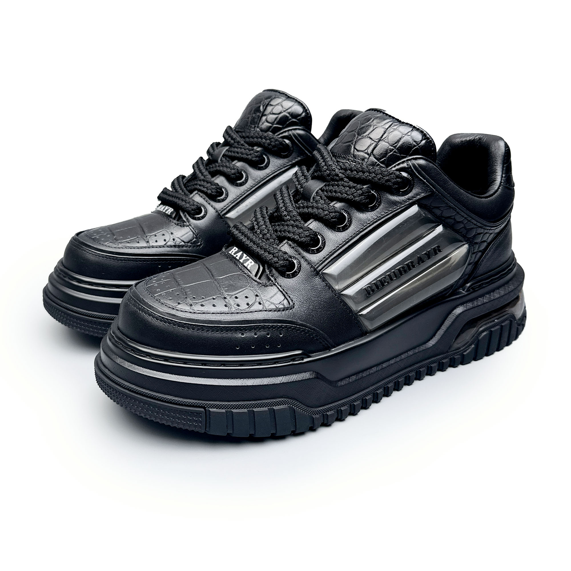 BIEUBRAYR/【秋季新款】鳄鱼纹牛皮设计休闲商务时尚百搭男鞋舒适