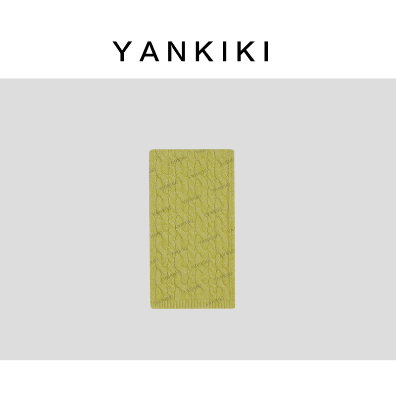 羊毛混纺黄绿色麻花围巾 YANKIKI 2025冬季新款NEW 