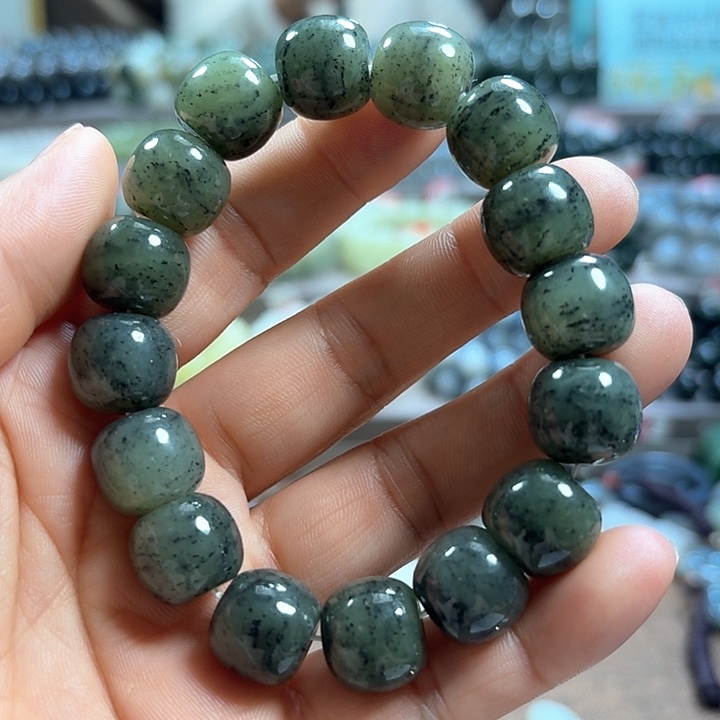 未镶嵌和田玉手链新疆若羌青黄口料青花老型卡14