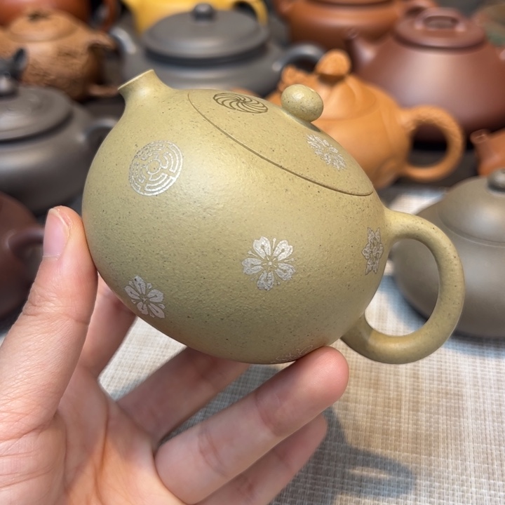 紫砂茶壶西施，本绿，容量170毫升