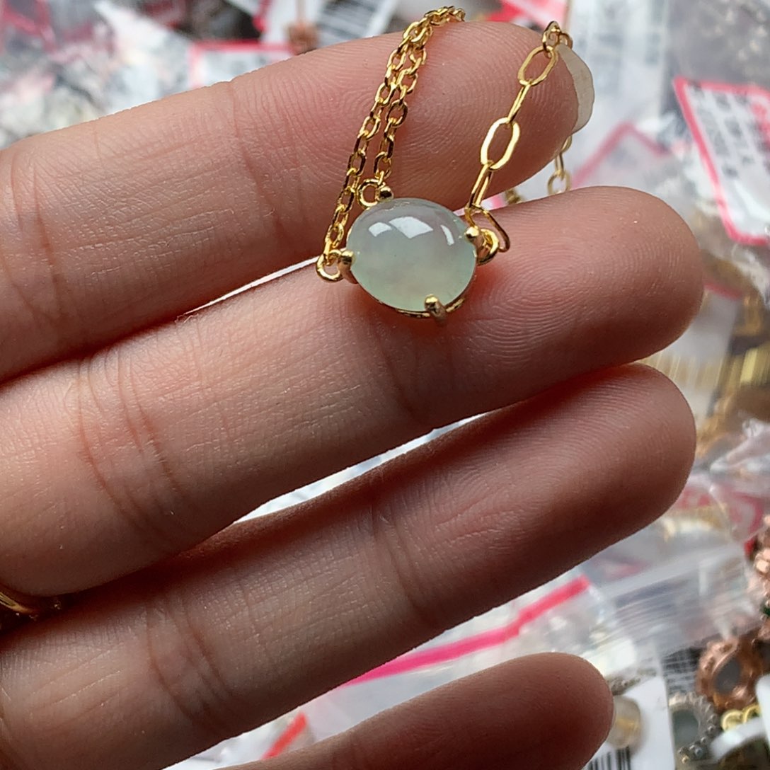 翡翠银S925镶嵌戒指天然翡翠吊坠