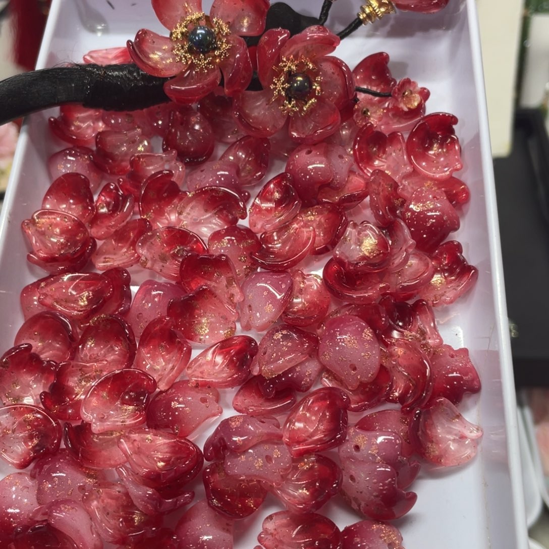 塑料1001雪腊梅樱桃红金沙100片