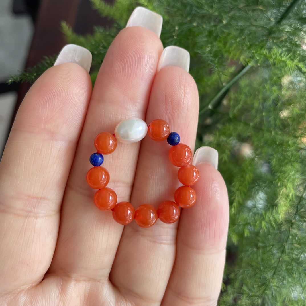 保山南红玛瑙戒指，尺寸5十