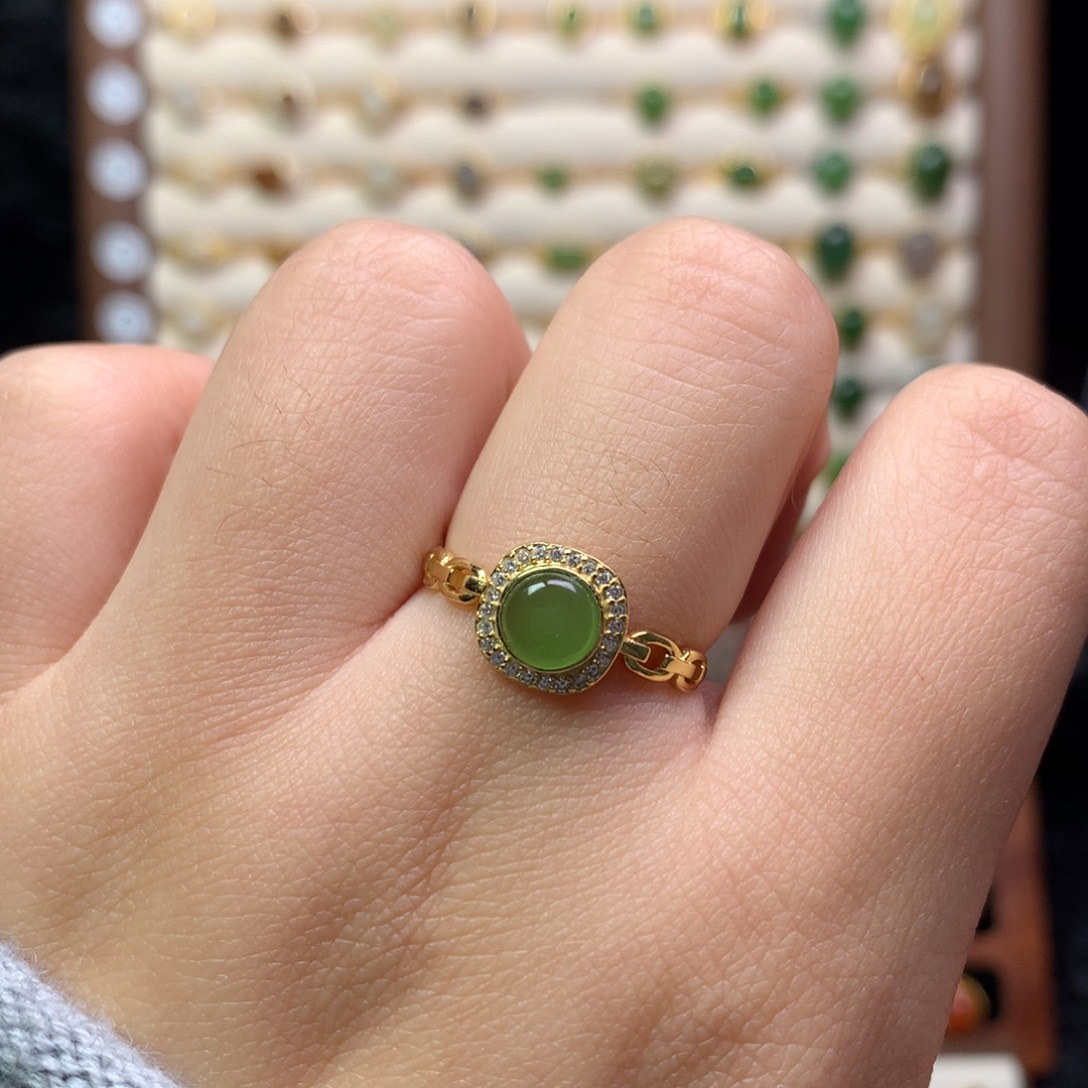 和田玉银S925镶嵌戒指