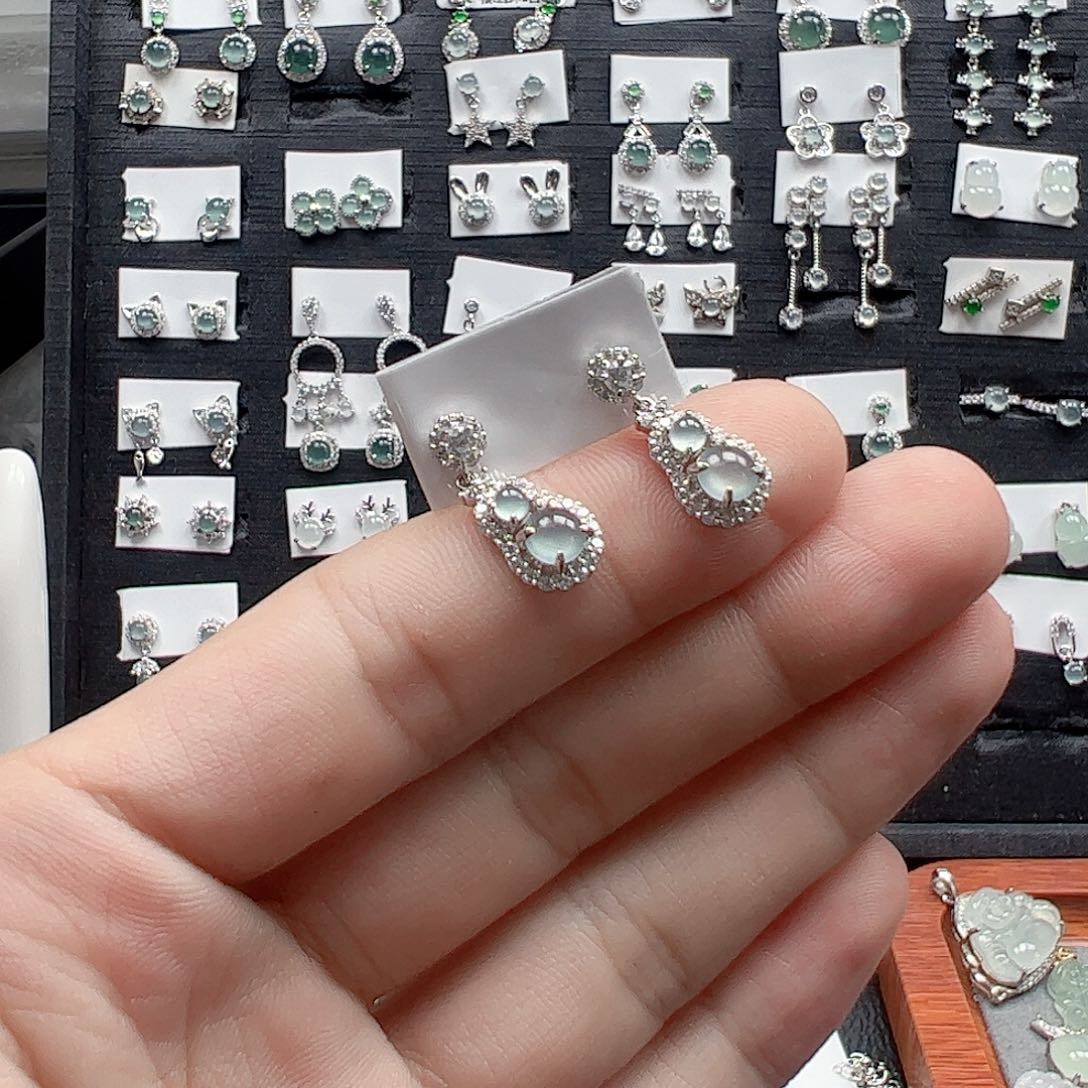 翡翠手链银S925镶嵌天然翡翠A货