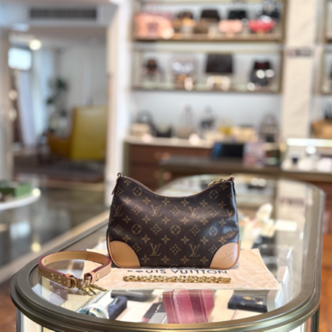 95新 LouisVuitton/路易威登 老花BOULOGNE黄牛角包M45832 芯片款