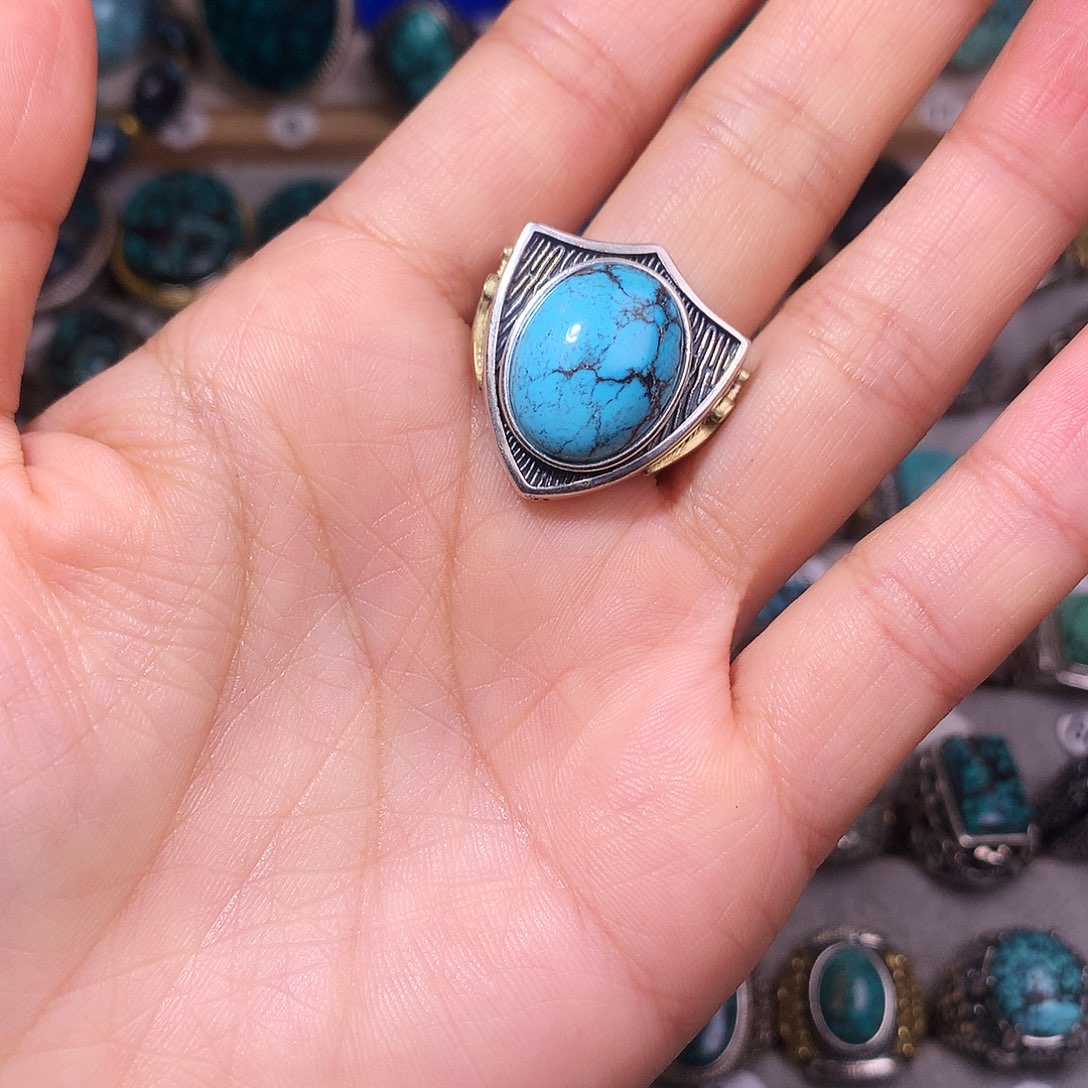 绿松石挂件银S925镶嵌