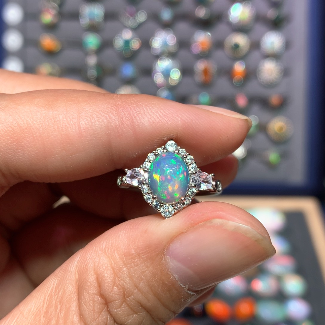 欧泊戒指款式银S925镶嵌