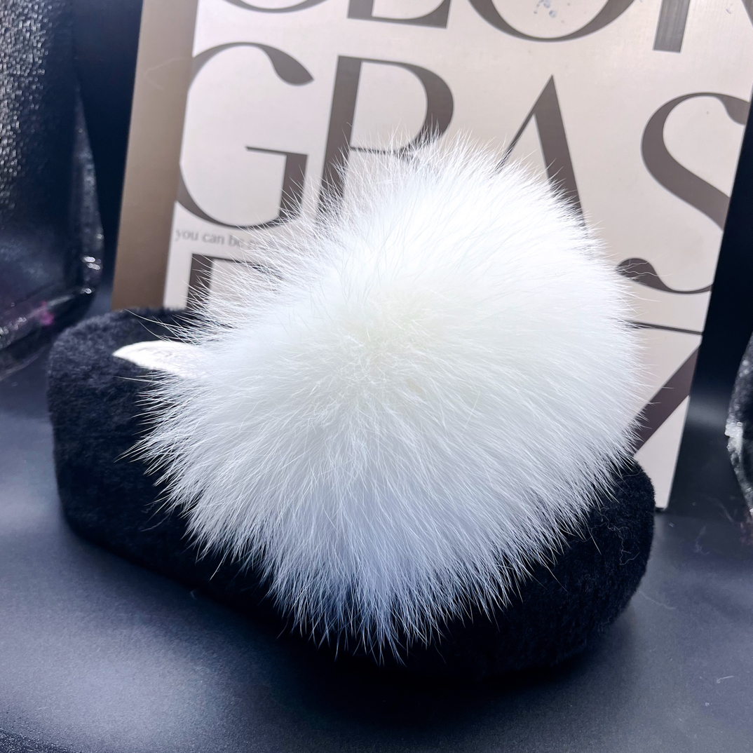 真狐狸毛时尚大气百搭（跟高八厘米）便携