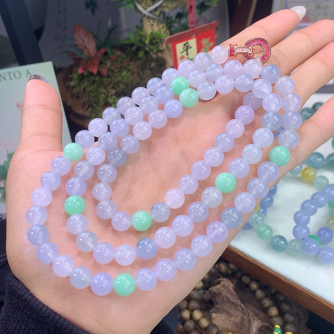 翡翠未镶嵌手链5号 冰马卡龙项链