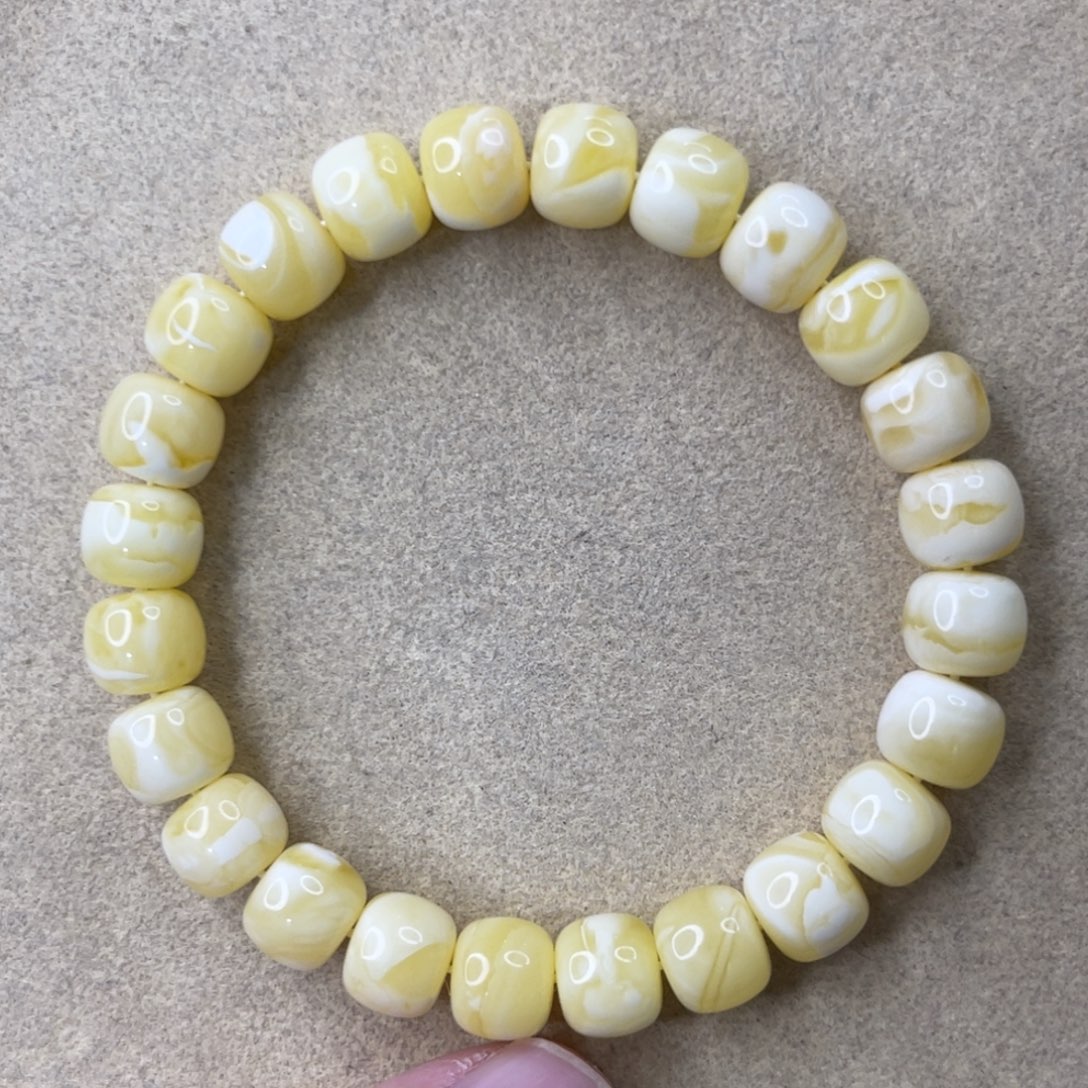 未镶嵌蜜蜡珠宝奇石9.6mm瓷白腰花