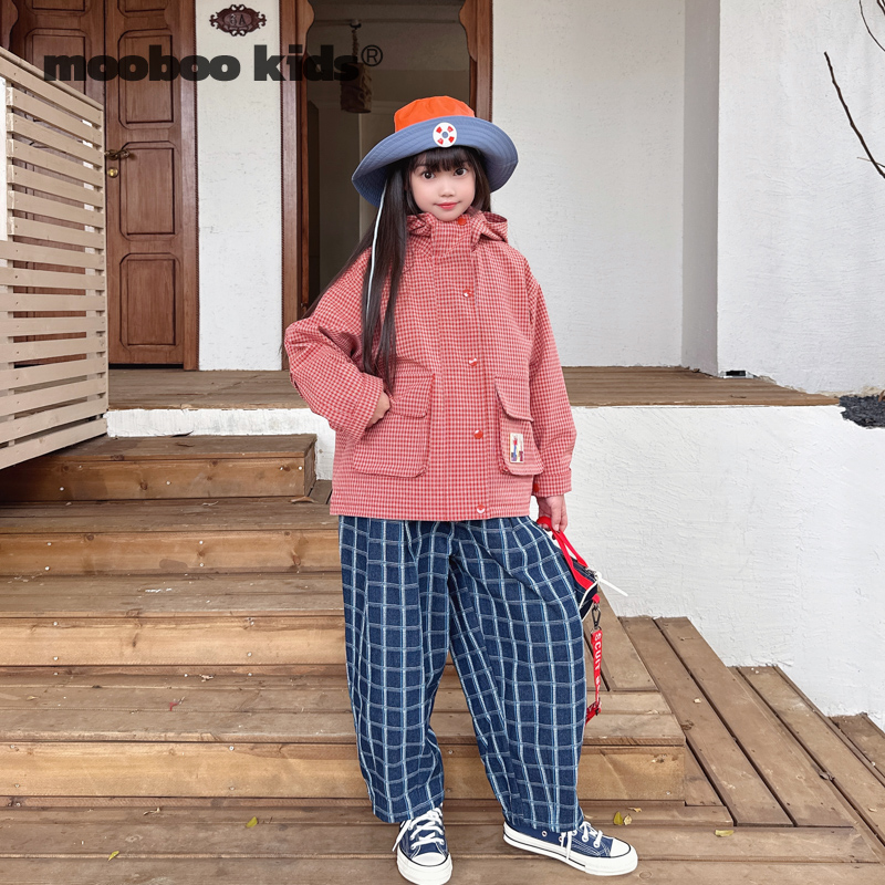 墨宝童装 MoobooKids_【三防】本期主推红棕橙色格子三防风衣外套