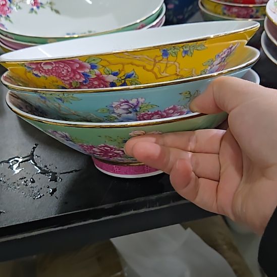 如***师瓷片微瑕珐琅彩8寸3个斗笠碗666666