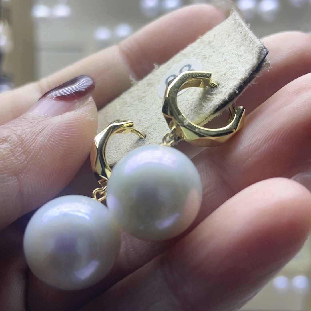 淡水珍珠耳饰银S925镶嵌