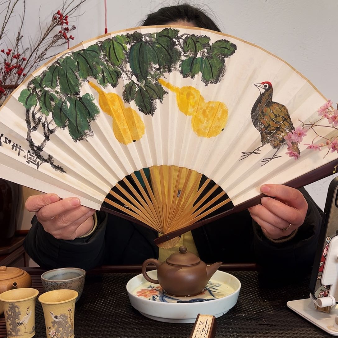 阿**불紫砂文玩件谷老师画扇