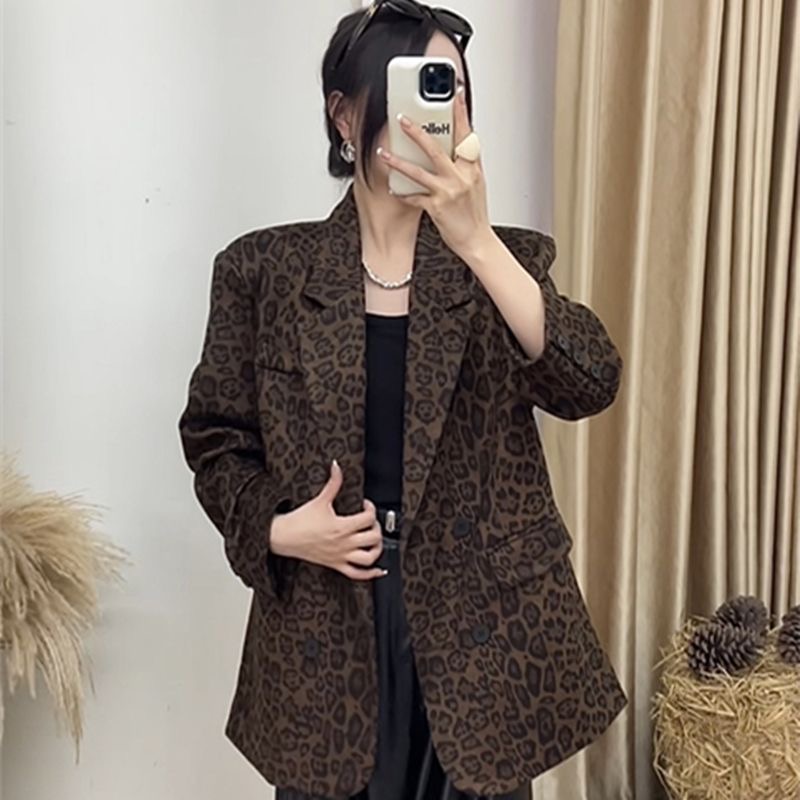 休闲豹纹西服外套