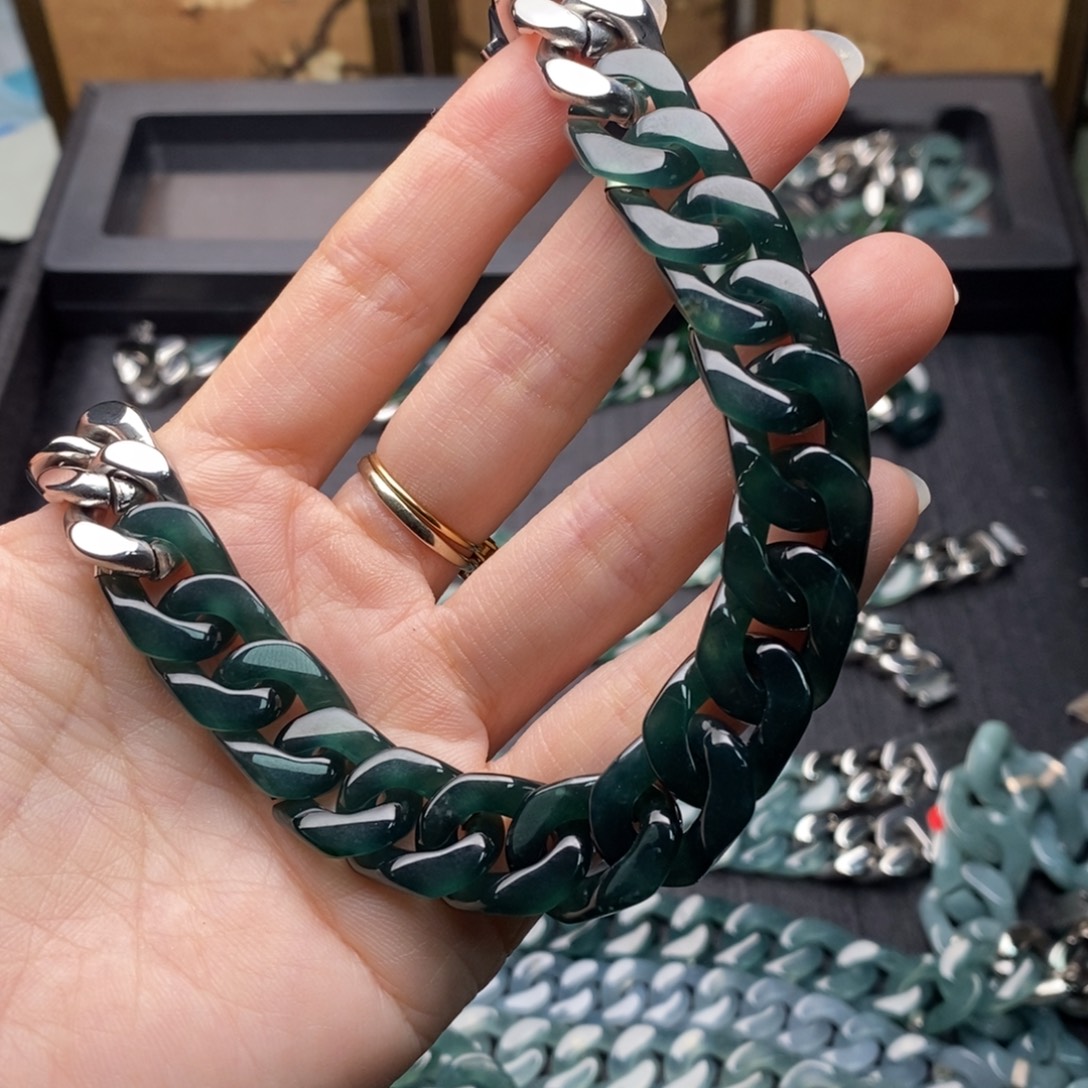 闪***电翡翠未镶嵌手链手链10002