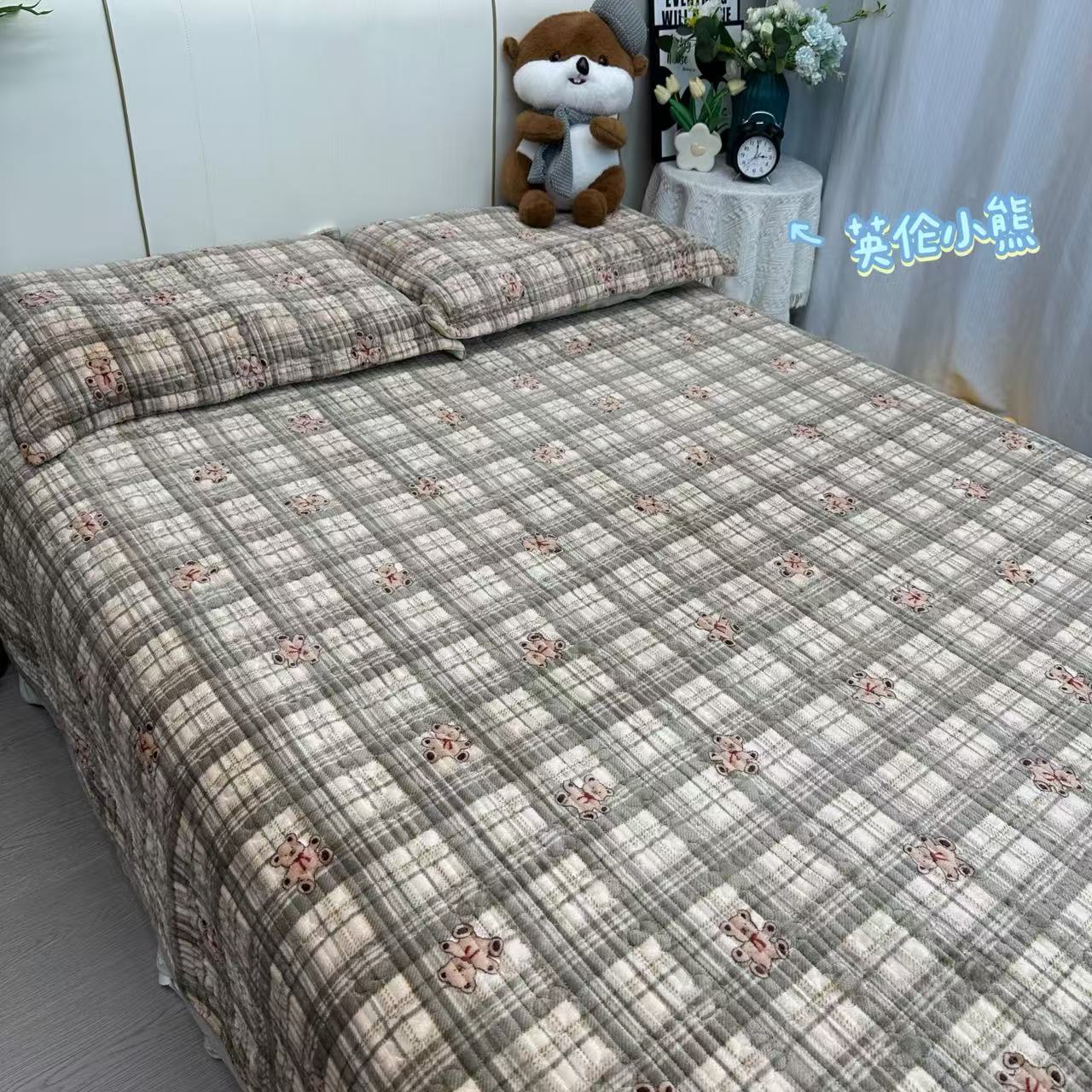 【RR荣荣】组合-高克重牛奶绒三件套床盖220*240枕套48*74亲肤舒适