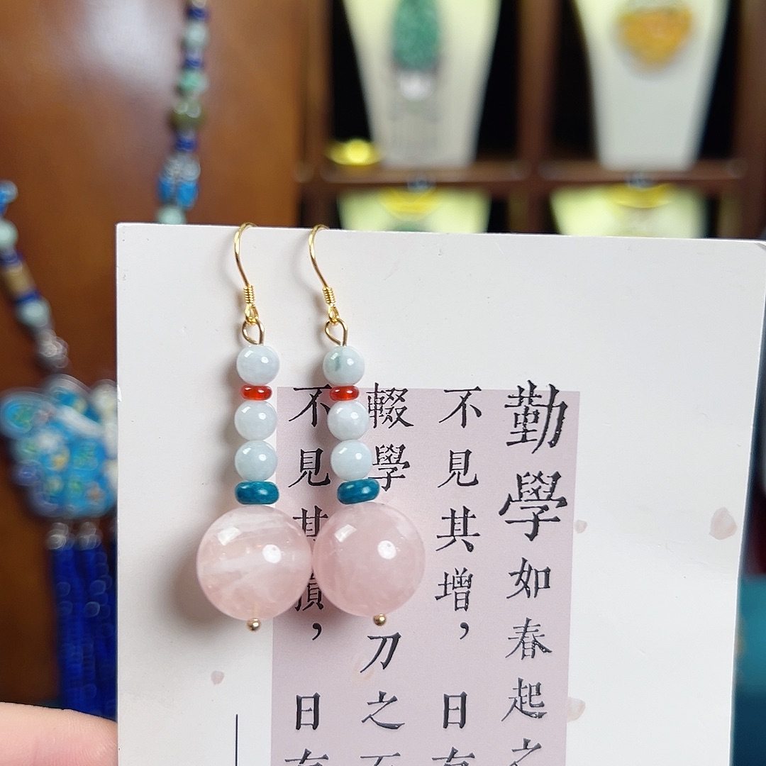 玛瑙银S925镶嵌挂件耳环