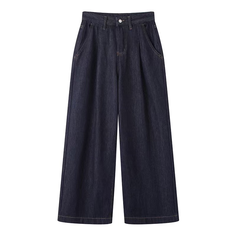 MM商场同款2025冬季新款显瘦高腰加厚加绒直筒阔腿牛仔裤女2521