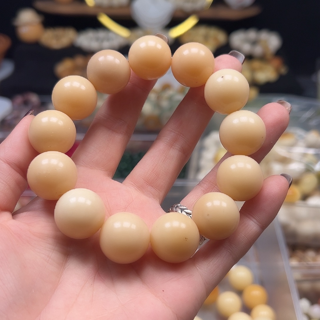手串菩提根/象牙果微瑕18奶茶圆1条