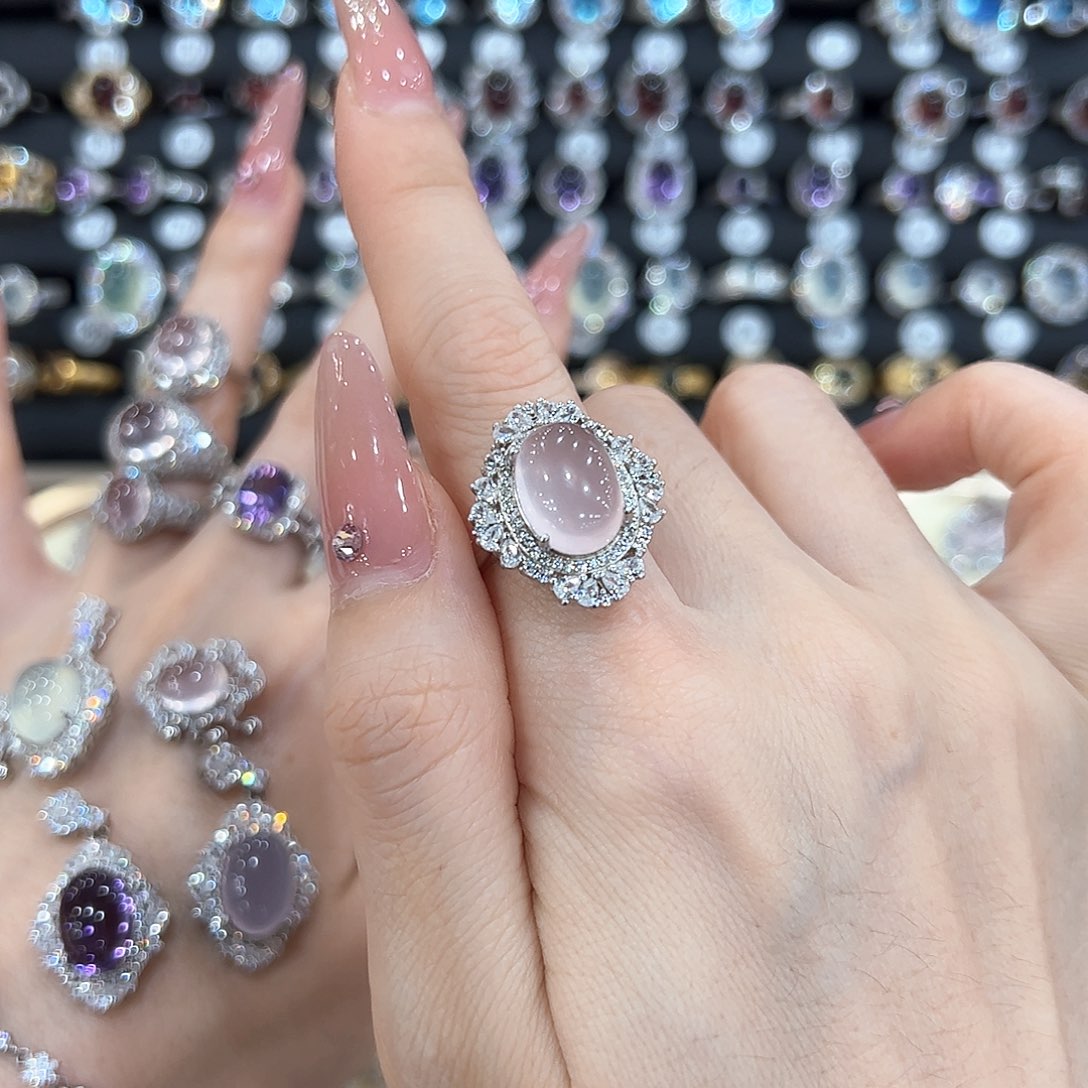 岫玉银S925镶嵌戒指-**淇