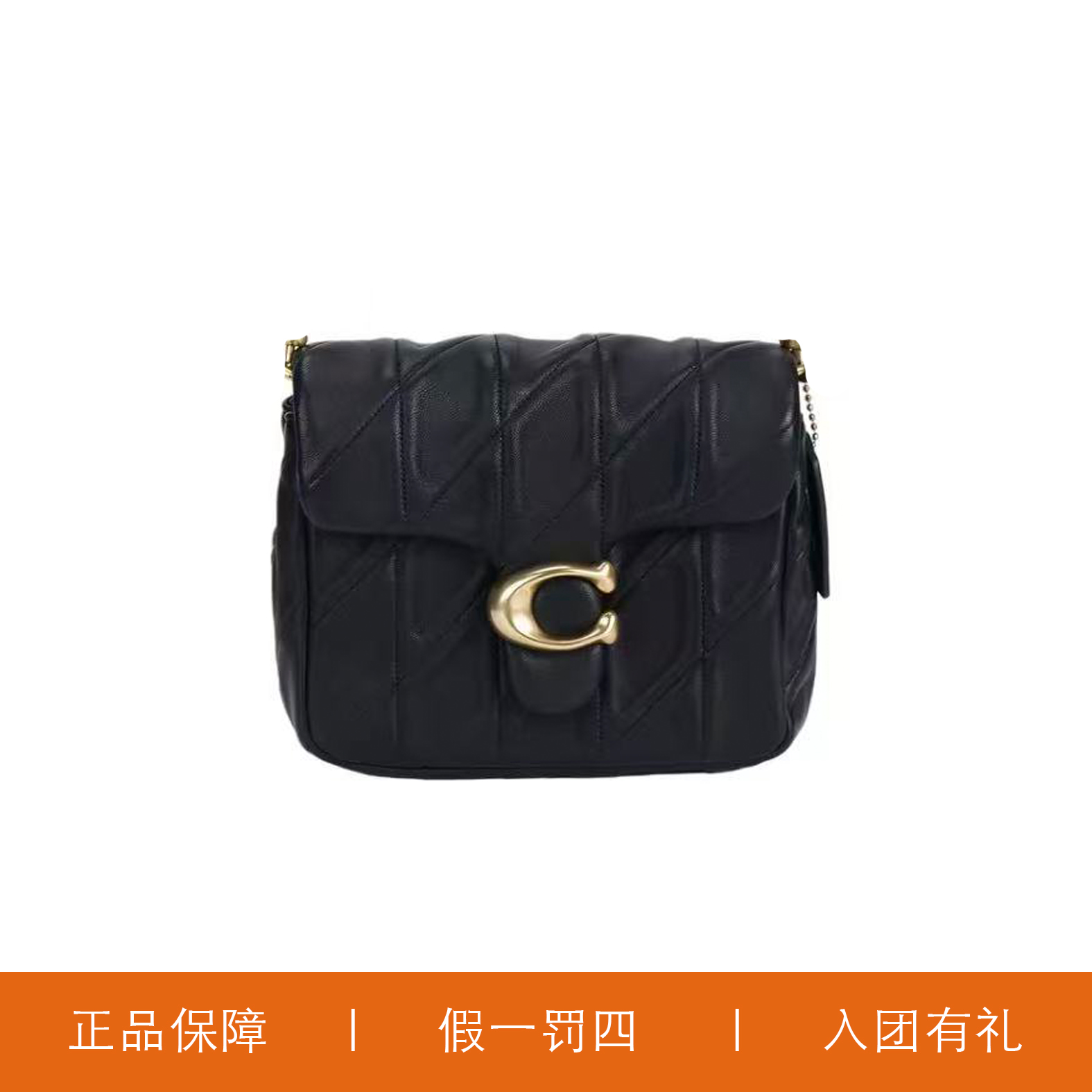95新 COACH/蔻驰 蔻驰黑色云朵C扣酒神包/Y8756/17X15X5