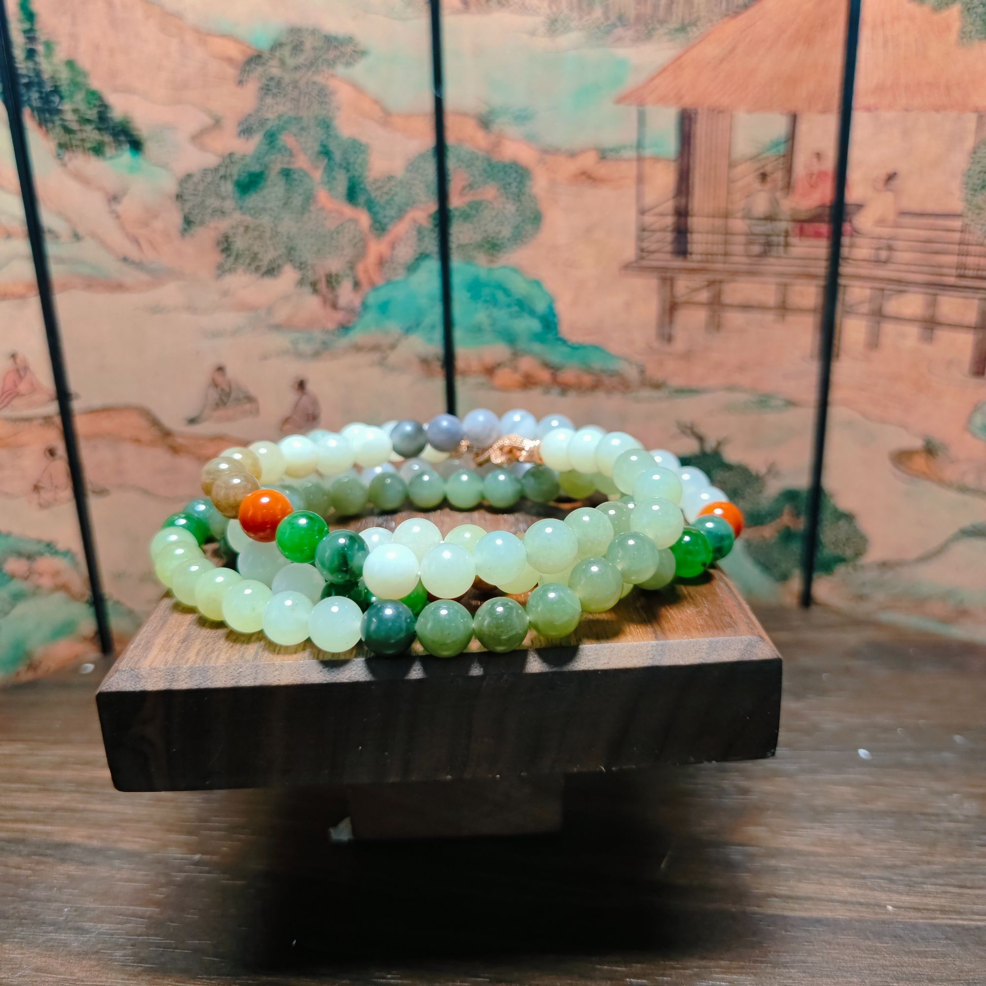 N和田玉多宝圆珠项链0825