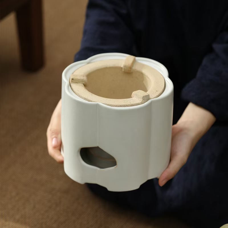 中式煮茶器泥炉白色陶瓷酒精灯明火木炭户外围炉家用炭炉碳炉室内