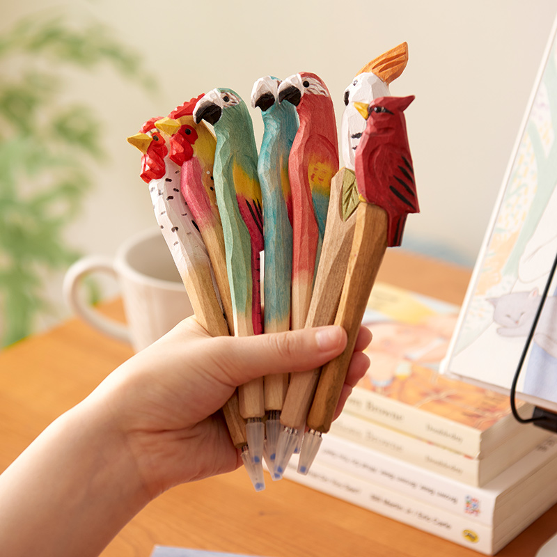 【库存可能笔芯不好】创意手工木雕笔可爱卡通动物实木个性签字笔