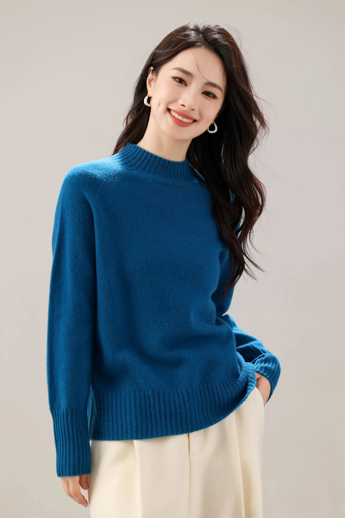 【PURE YARN】半高领100纯羊毛时尚百搭休闲高级高羊毛衫-703