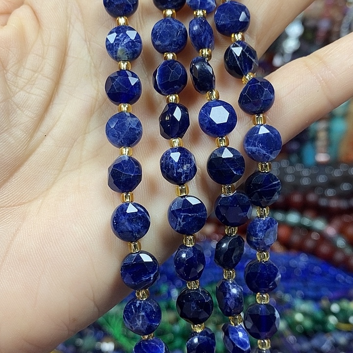 玛瑙/玉髓未镶嵌珠宝半成品A级天然蓝纹切面卡8mm