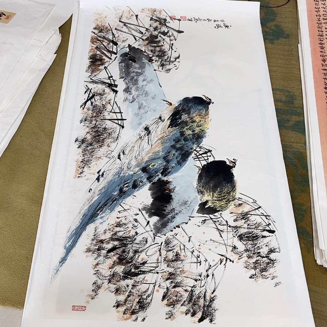 国画南*68/138红枫手绘托心