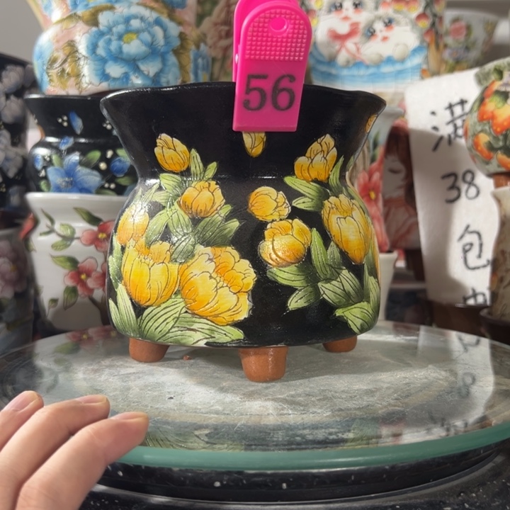 景德镇手绘花盆满38包邮偏远地区除外