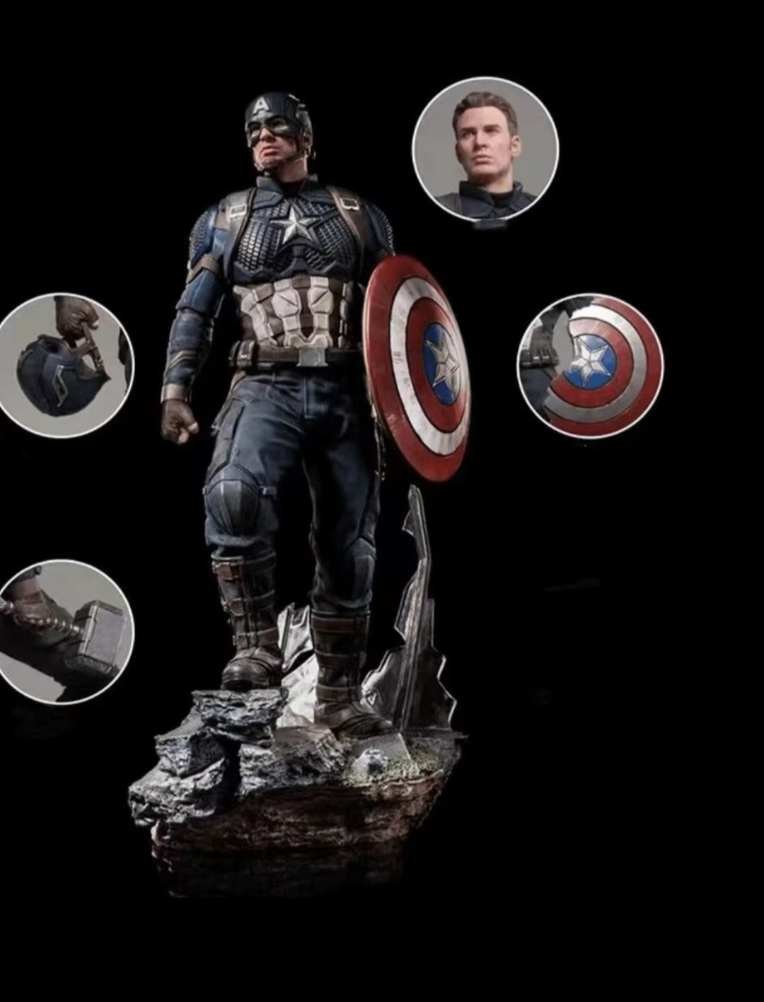 【全款现货】漫威复仇者联盟 美队 高约40cm 双头雕可替换 潮玩手办