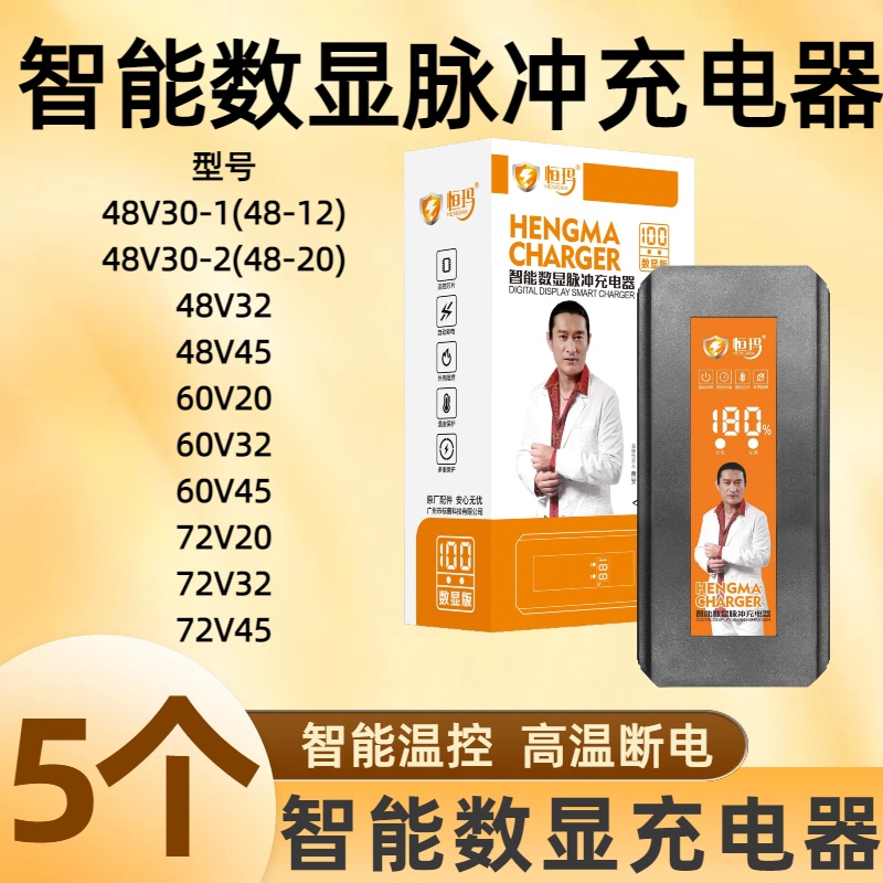 电动车数显充电器脉冲智能数显充电器自动断电智能温控数显充电器