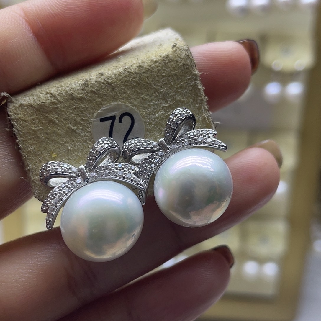 岁***^耳饰淡水珍珠银S925镶嵌