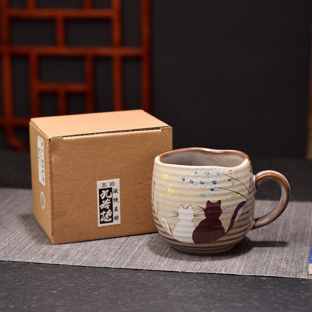 九谷烧小马克小猫杯200毫升