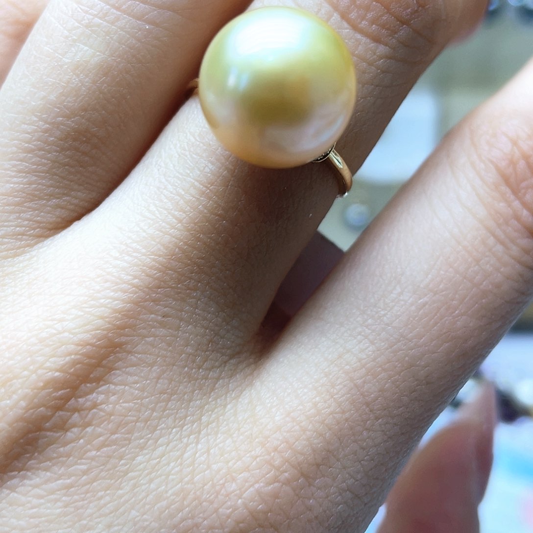 海水珍珠戒指18K金镶嵌