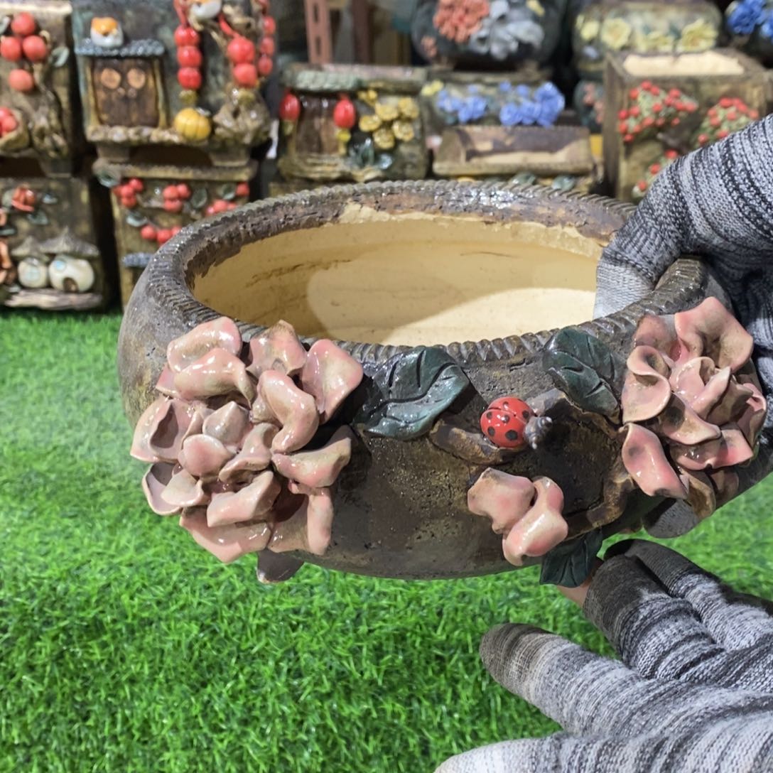 红陶青藤花器多肉花盆