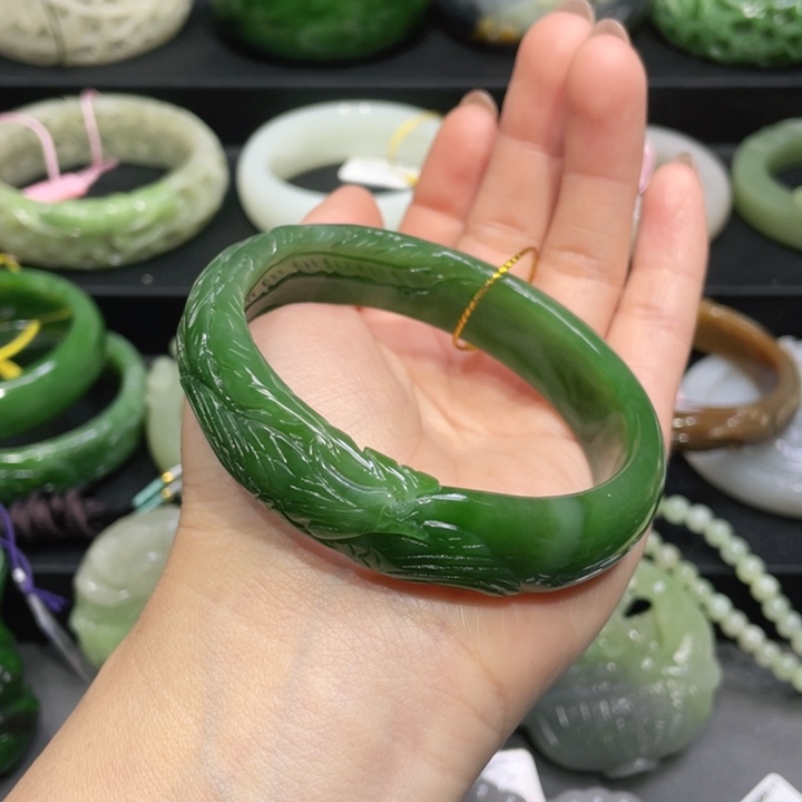 和田玉手镯59+圈口 编号51未镶嵌