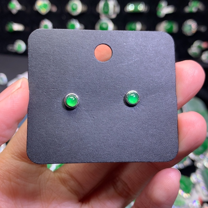 【闪购商品】翡翠耳饰银S925镶嵌天然翡翠